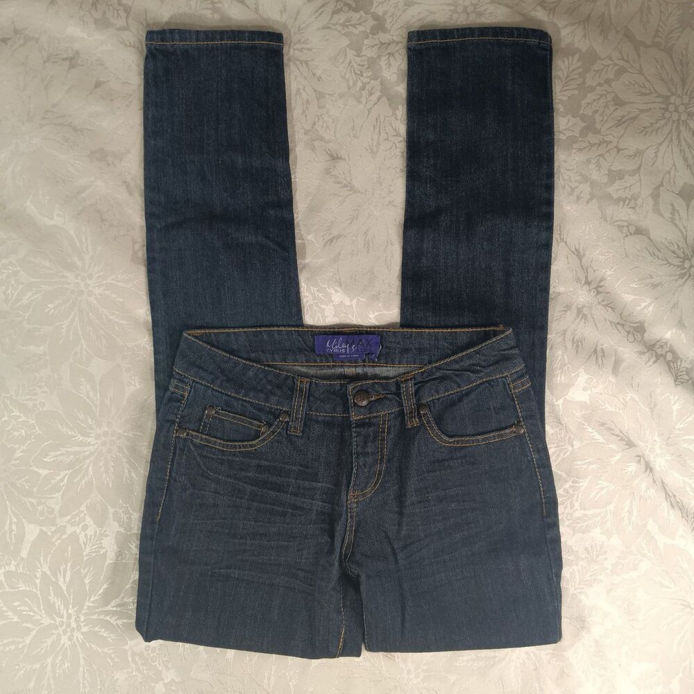 Miley Cyrus Max Azria Jeans Womens 7 Junior Darkwash Blue Lowrise Stretch Skinny